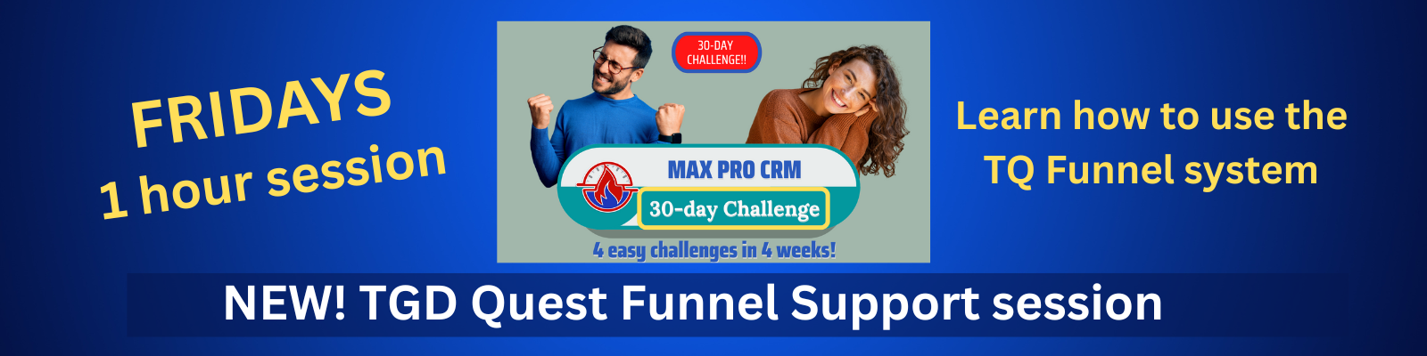 New 1-hour Funnel Support session on Fridays, 9a PT, 10a MT, 11a CT, 12p ET